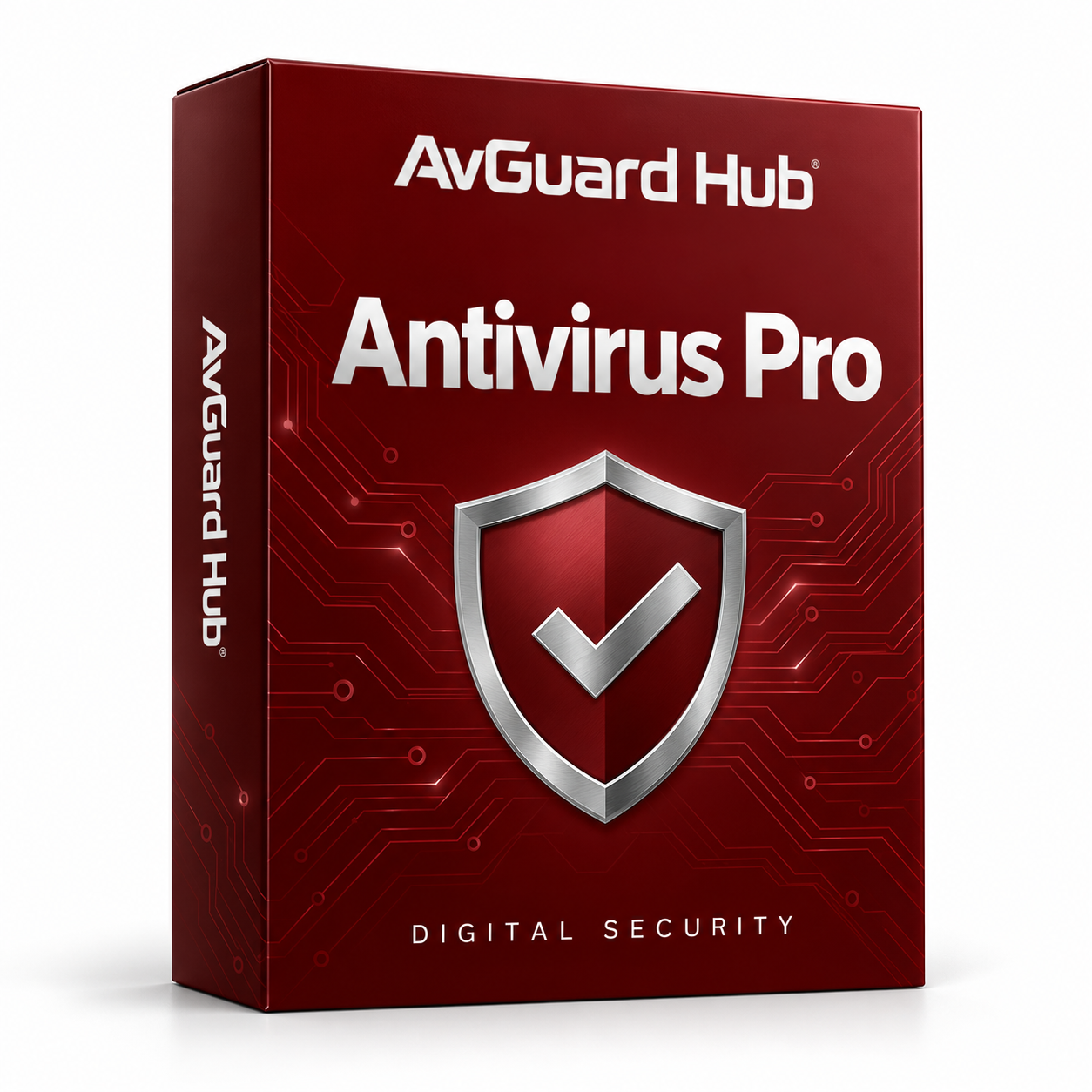 AvGuard Hub Antivirus Pro — burgundy digital security software box